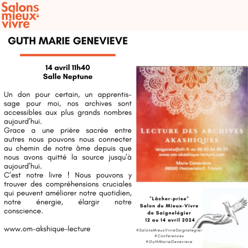 #SalonsMieuxVivreSaignemegier #Conference #GuthMarieGenevieve